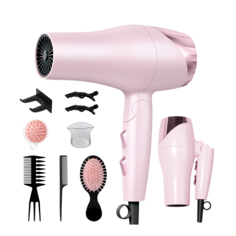 New Morfone Negative Ionic Thermo-Control Foldable Fast-Drying Blow Dryer - Pink